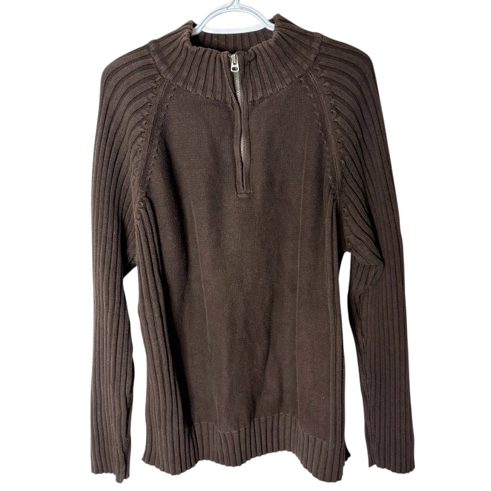 LEVI’S Men’s 1/4 Zipper Pullover Knit Sweater Ribbed Brown Mock Neck Size XL - Picture 3 of 14